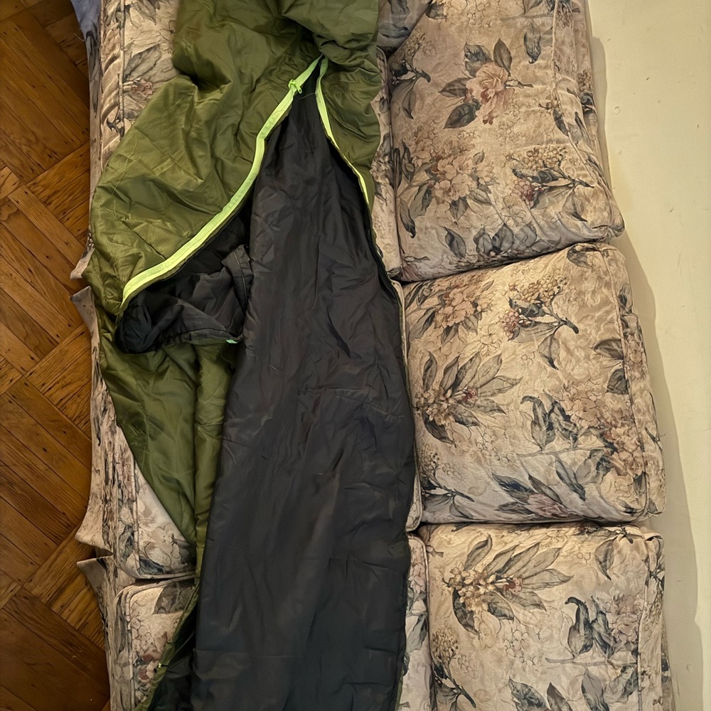 Green and Black Sleeping Bag